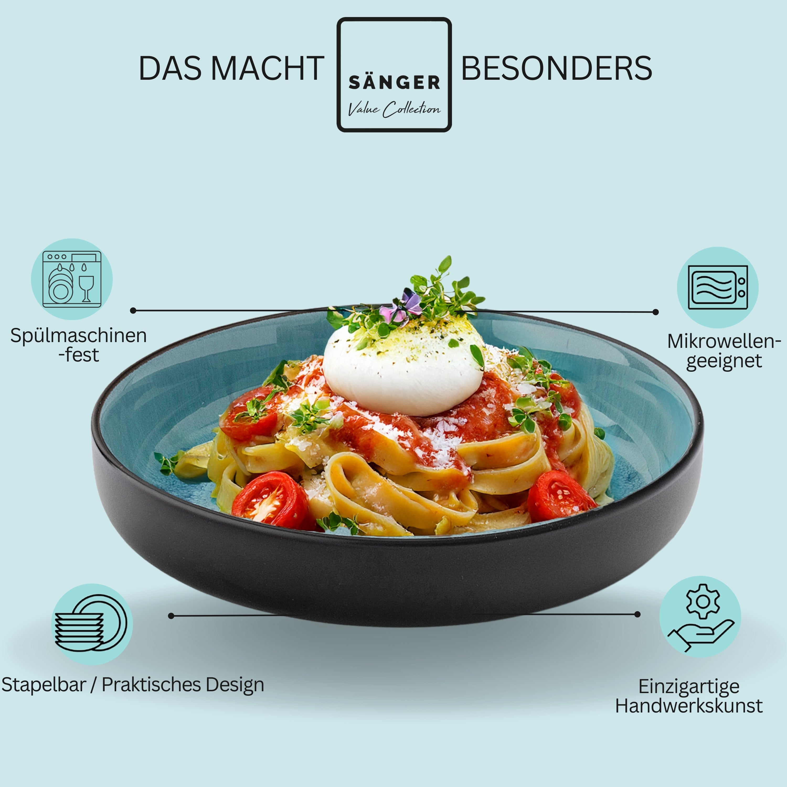 SÄNGER Pastaschalen Set Granada - 6 teilig aus Steingut