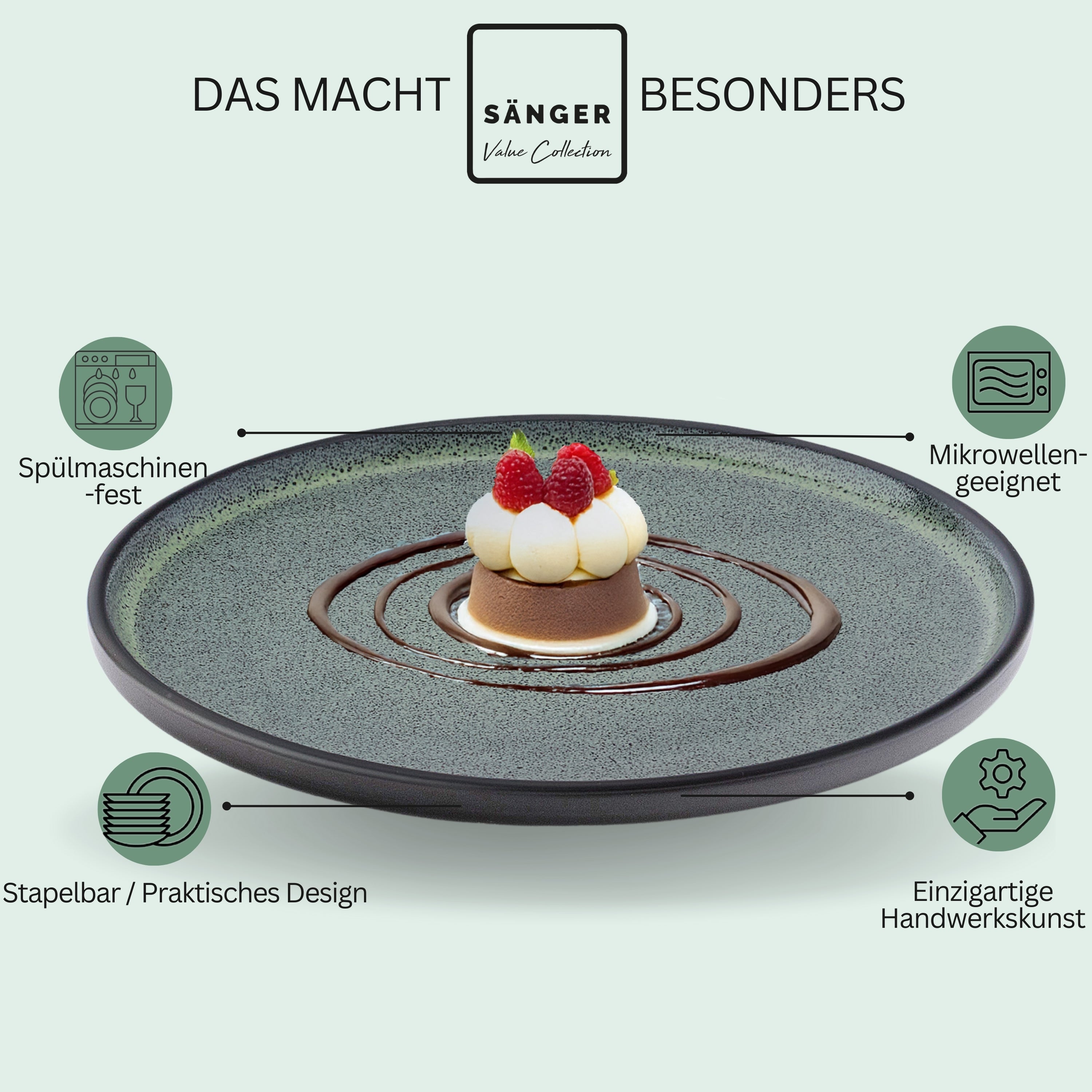 SÄNGER Steingut Dessertteller Malmö 6-teilig