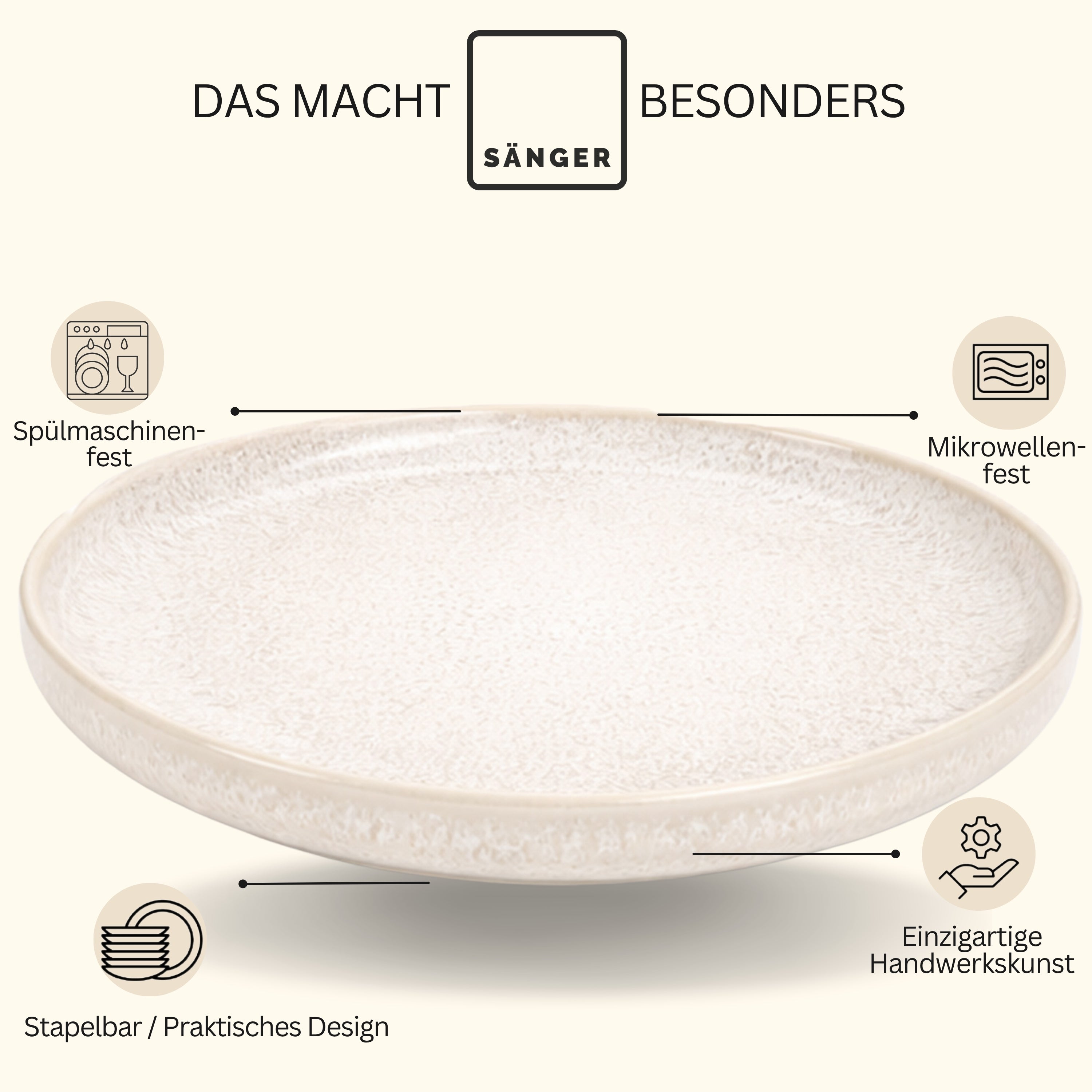 SÄNGER Steingut Dessertteller Korfu 4 teilig