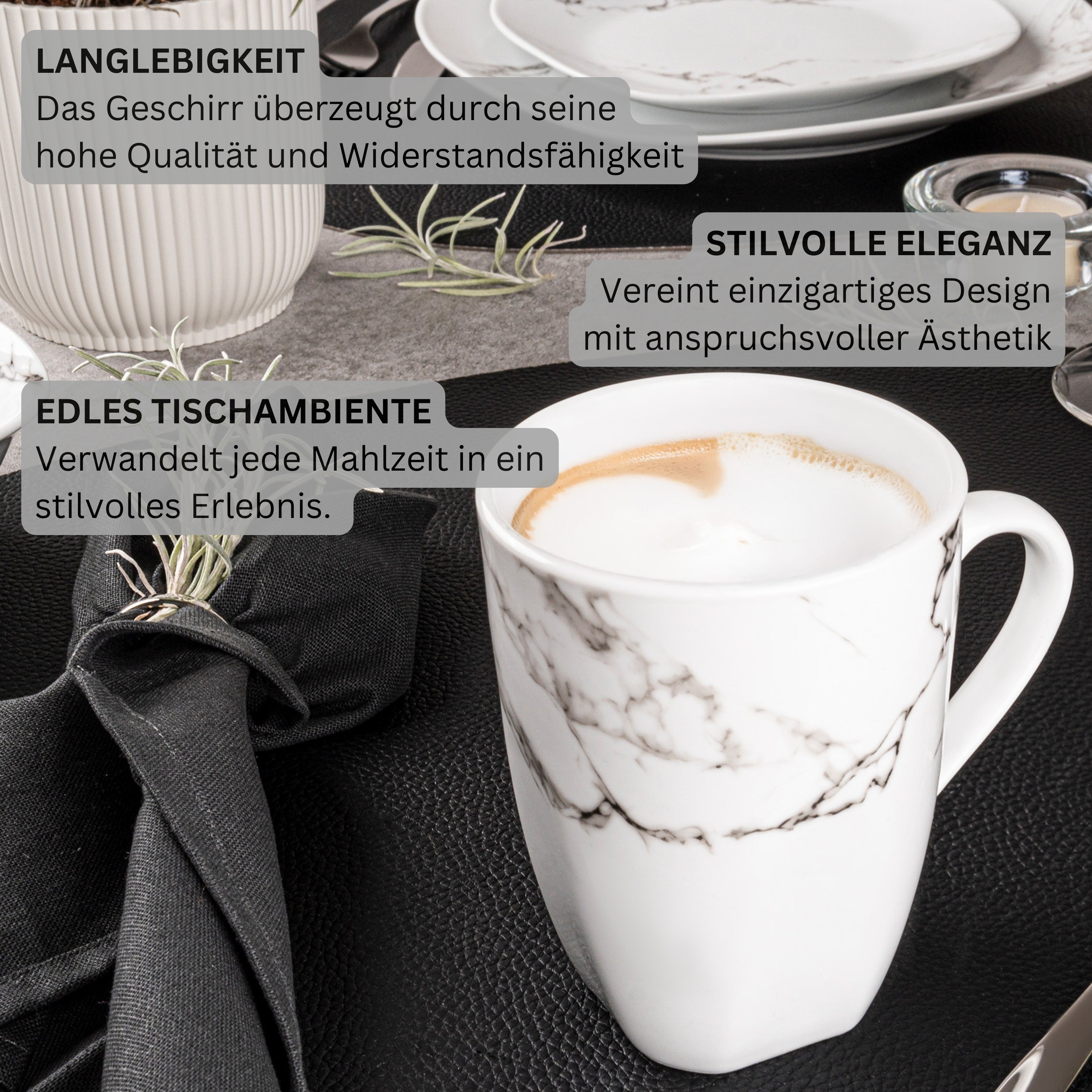 SÄNGER Kaffeebecher Set Bilgola Marmor 6 teilig