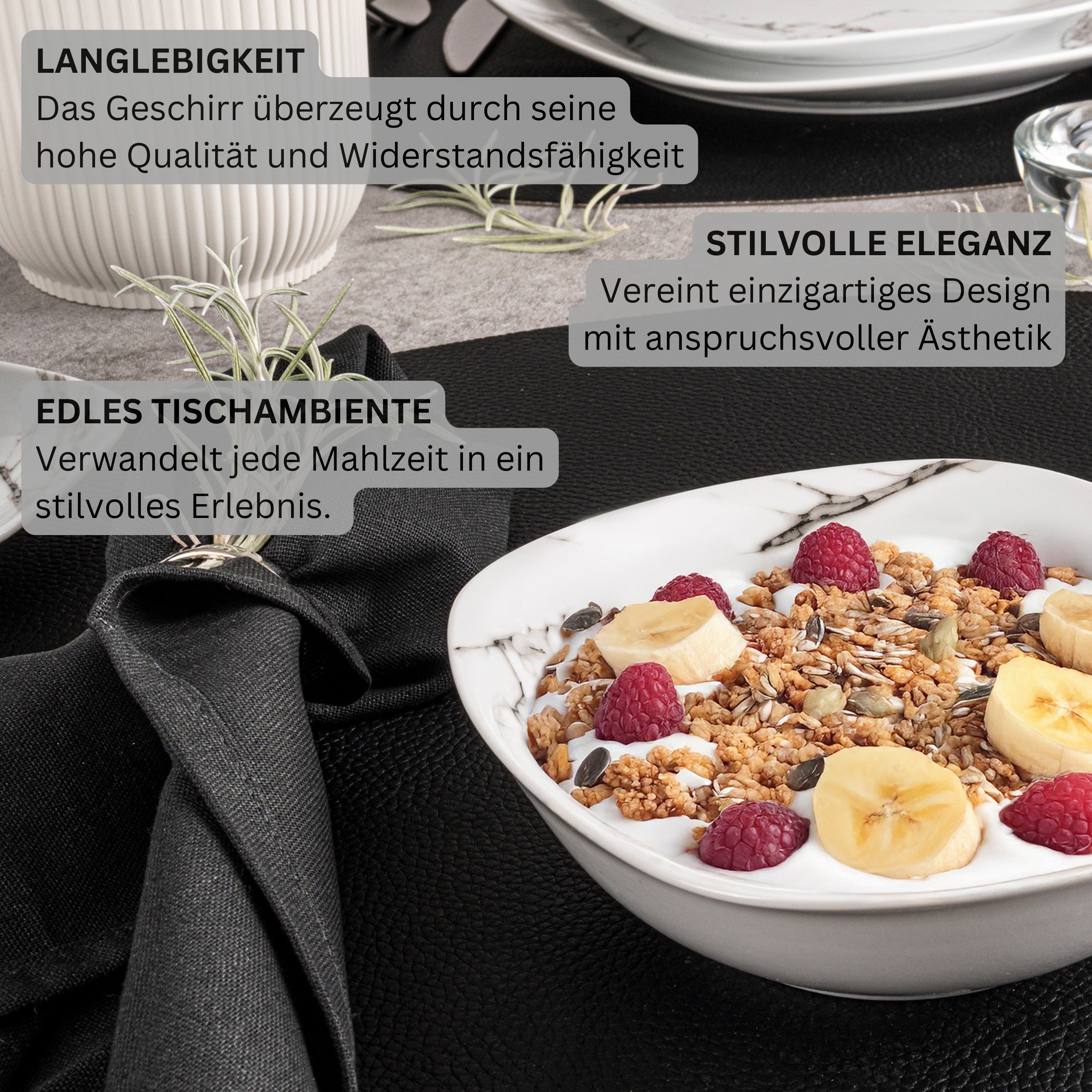 SÄNGER Müslischalen Set Bilgola Marmor Design 6 teilig