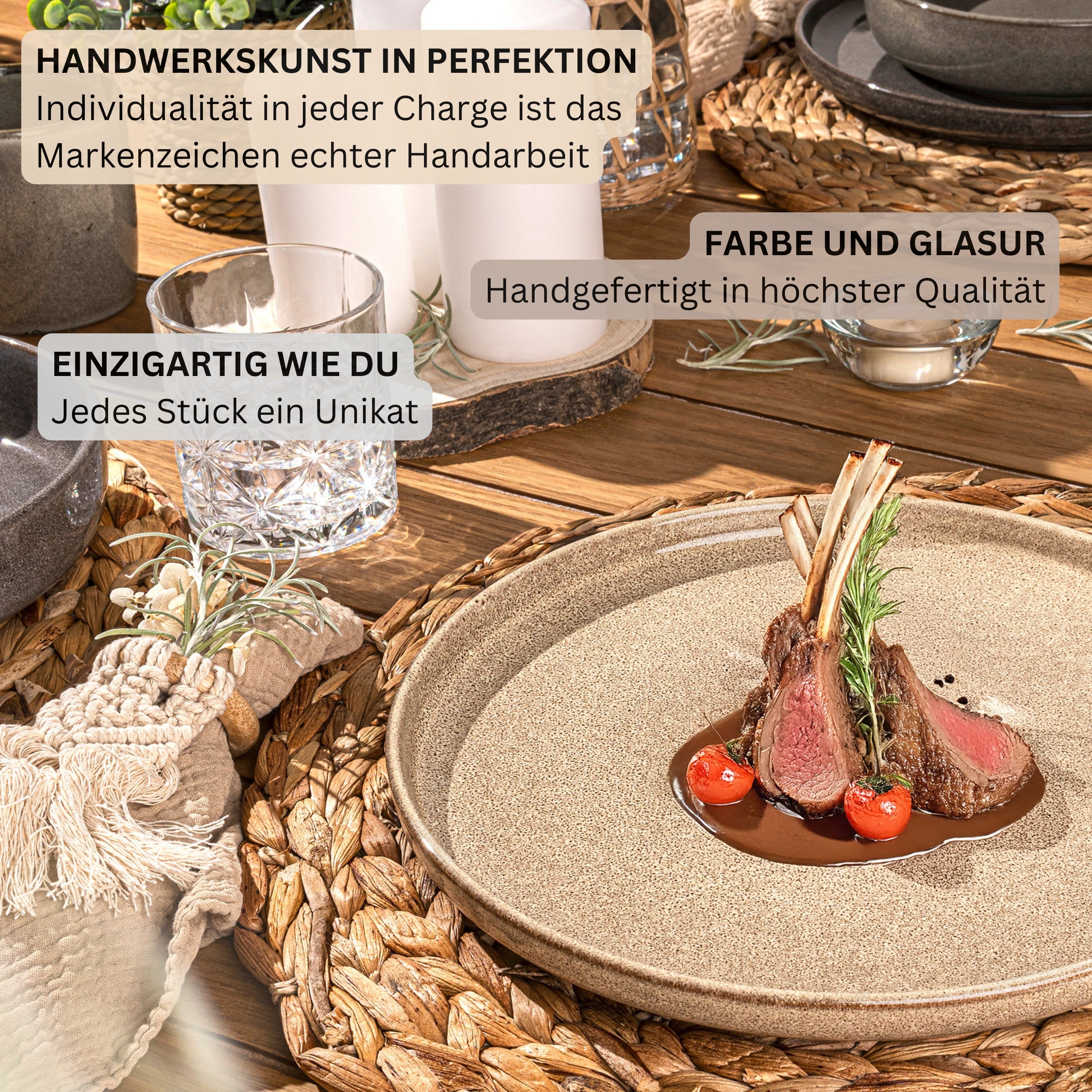 SÄNGER Speiseteller Set Kairo - 4 teilig aus Steingut