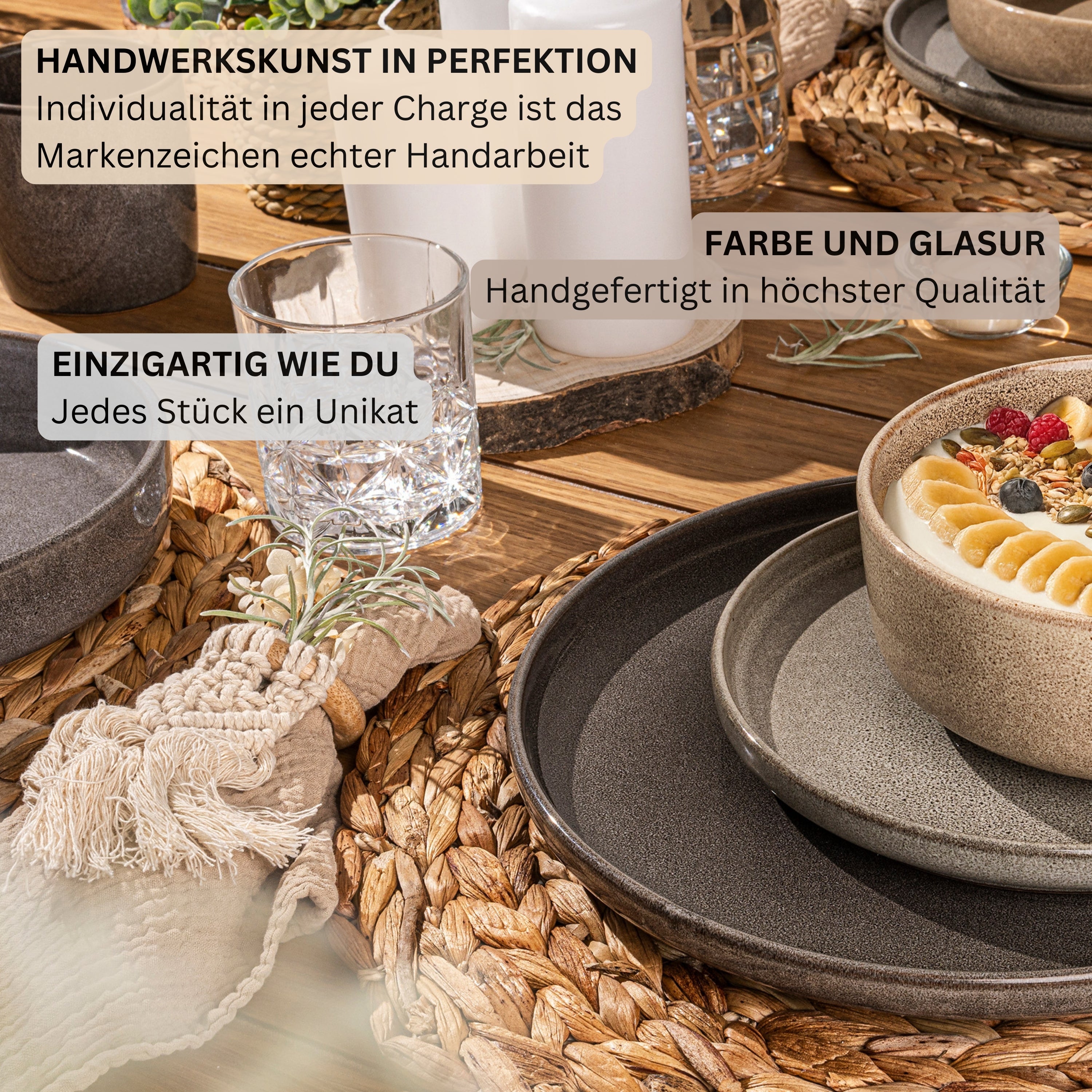SÄNGER Dessertteller Set Kairo - 4 teilig aus Steingut