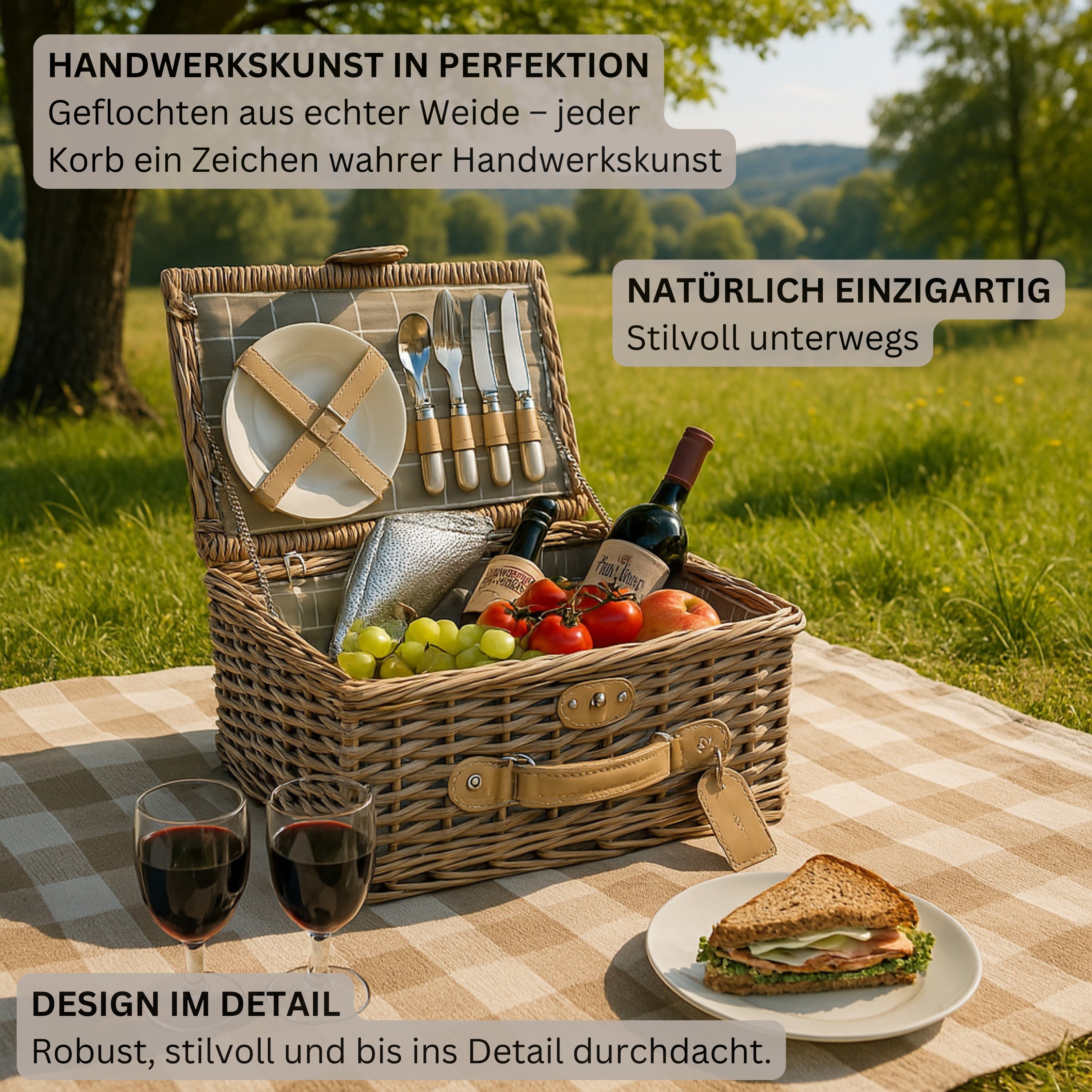 SÄNGER Picknickkorb Amrum 13 teilig für 2 Personen