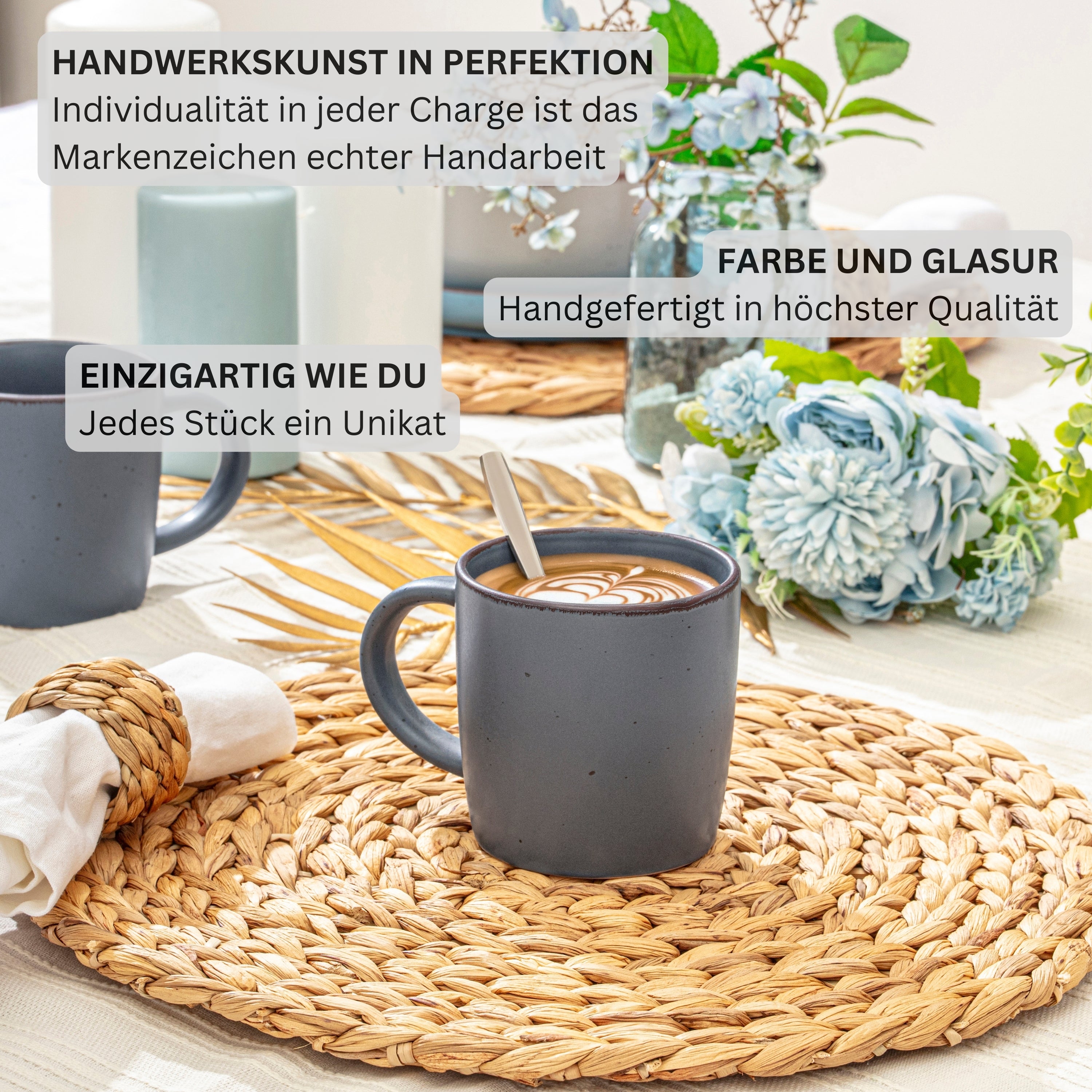 SÄNGER Steingut Geschirrset Bombay Graphit 30 teilig für 6 Personen