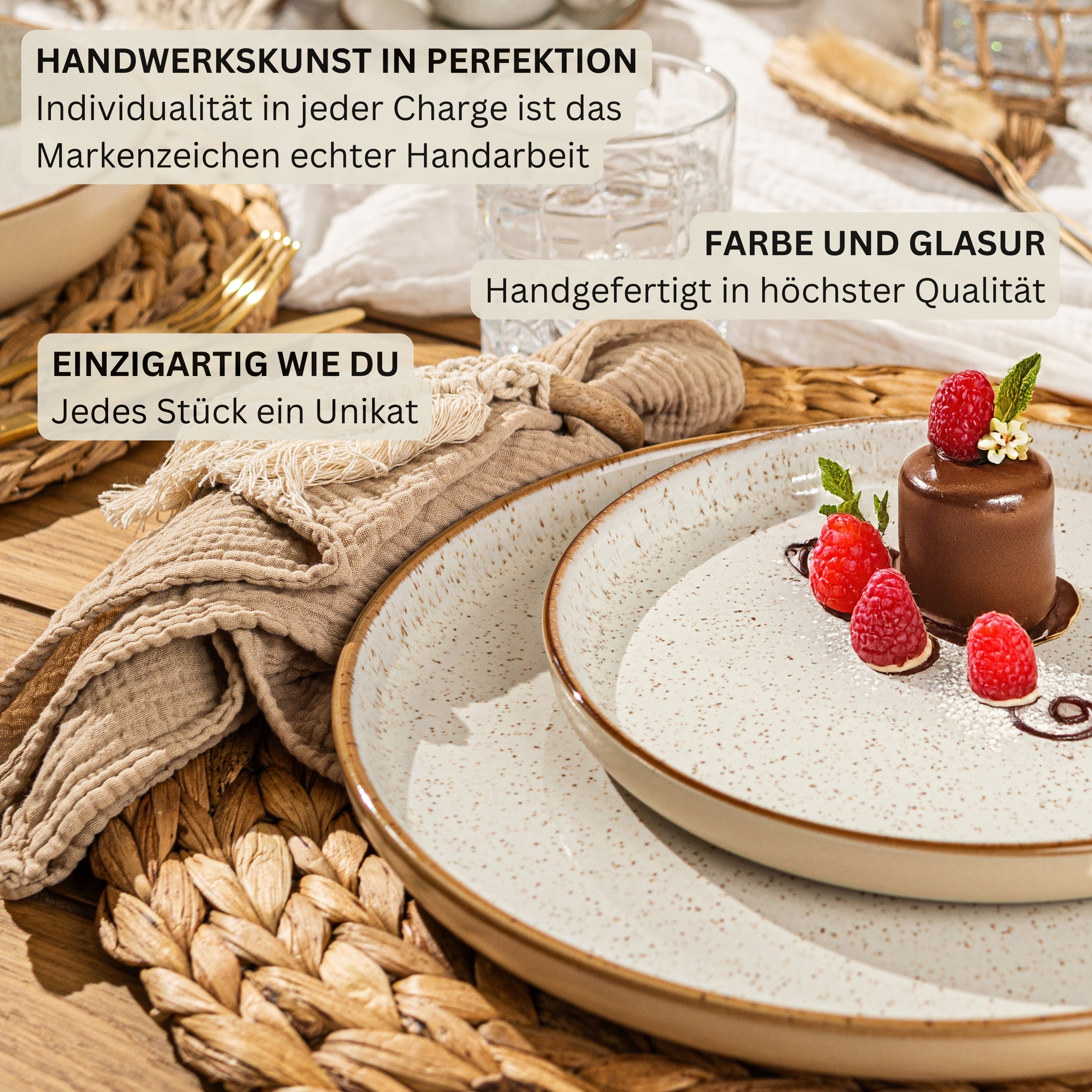 SÄNGER Dinner Plate Set Rio Creme - 6 Pieces Made of Stoneware