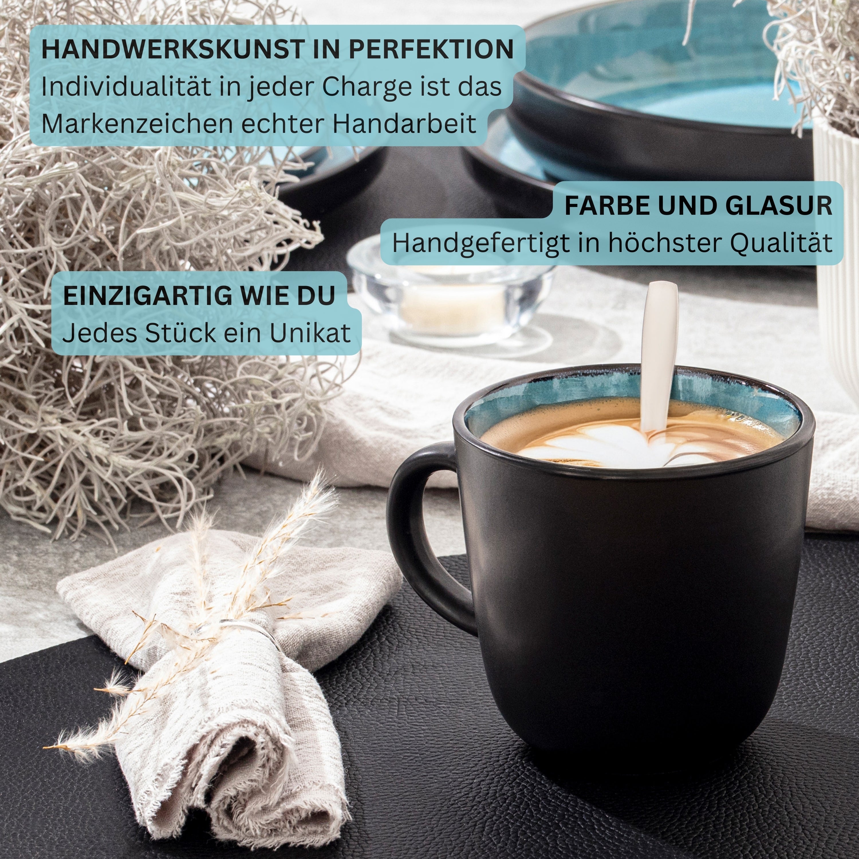 SÄNGER Kaffeebecher Set Granada - 6 teilig aus Steingut