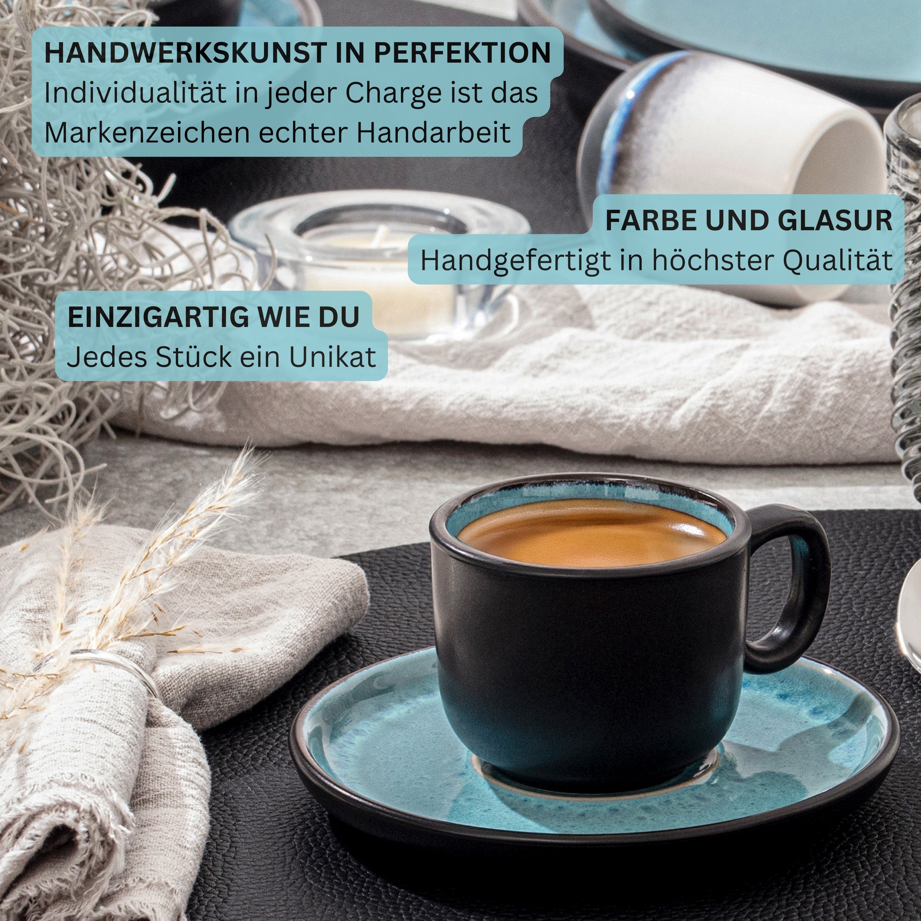 SÄNGER Espressotassen Set Granada - 12 teilig aus Steingut