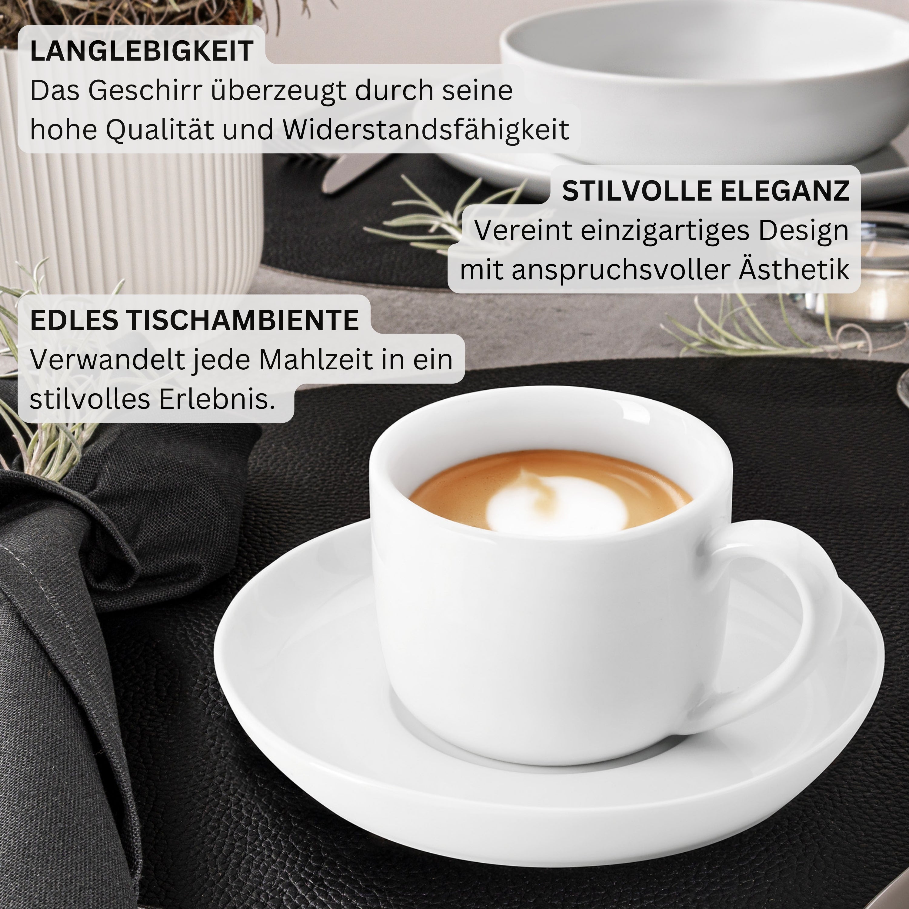 SÄNGER Porzellan Kaffeetassen Set Marlo 12-teilig für 6 Personen
