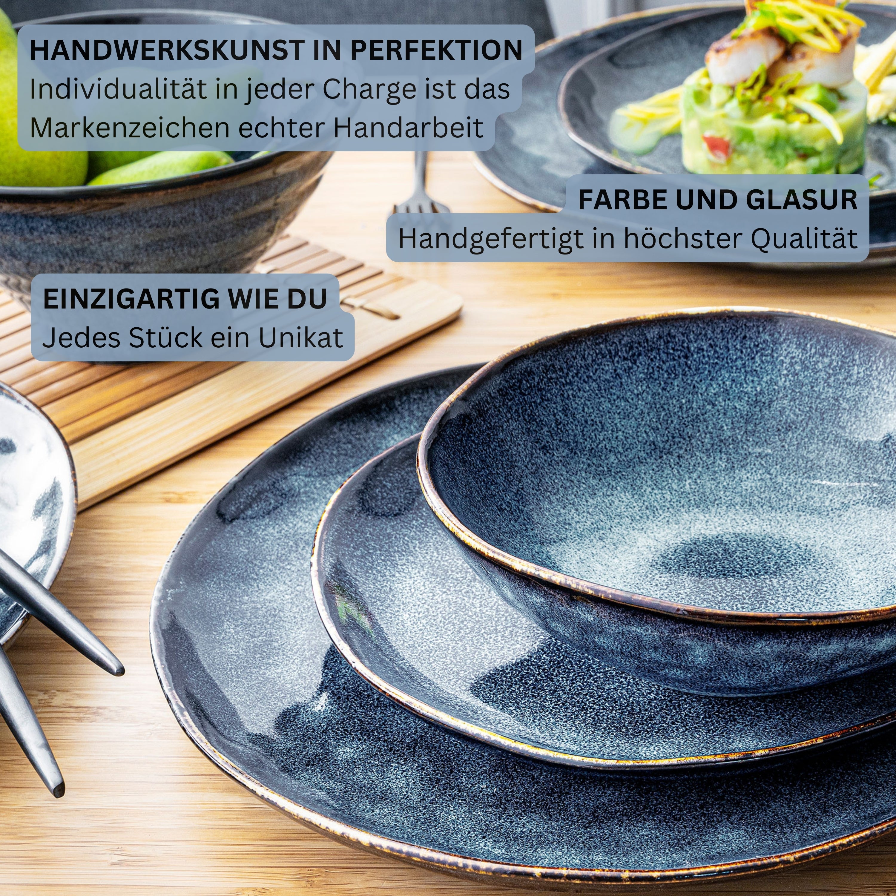 SÄNGER Steingut Geschirrset Tokio, Tafelservice 24 teilig für 8 Personen