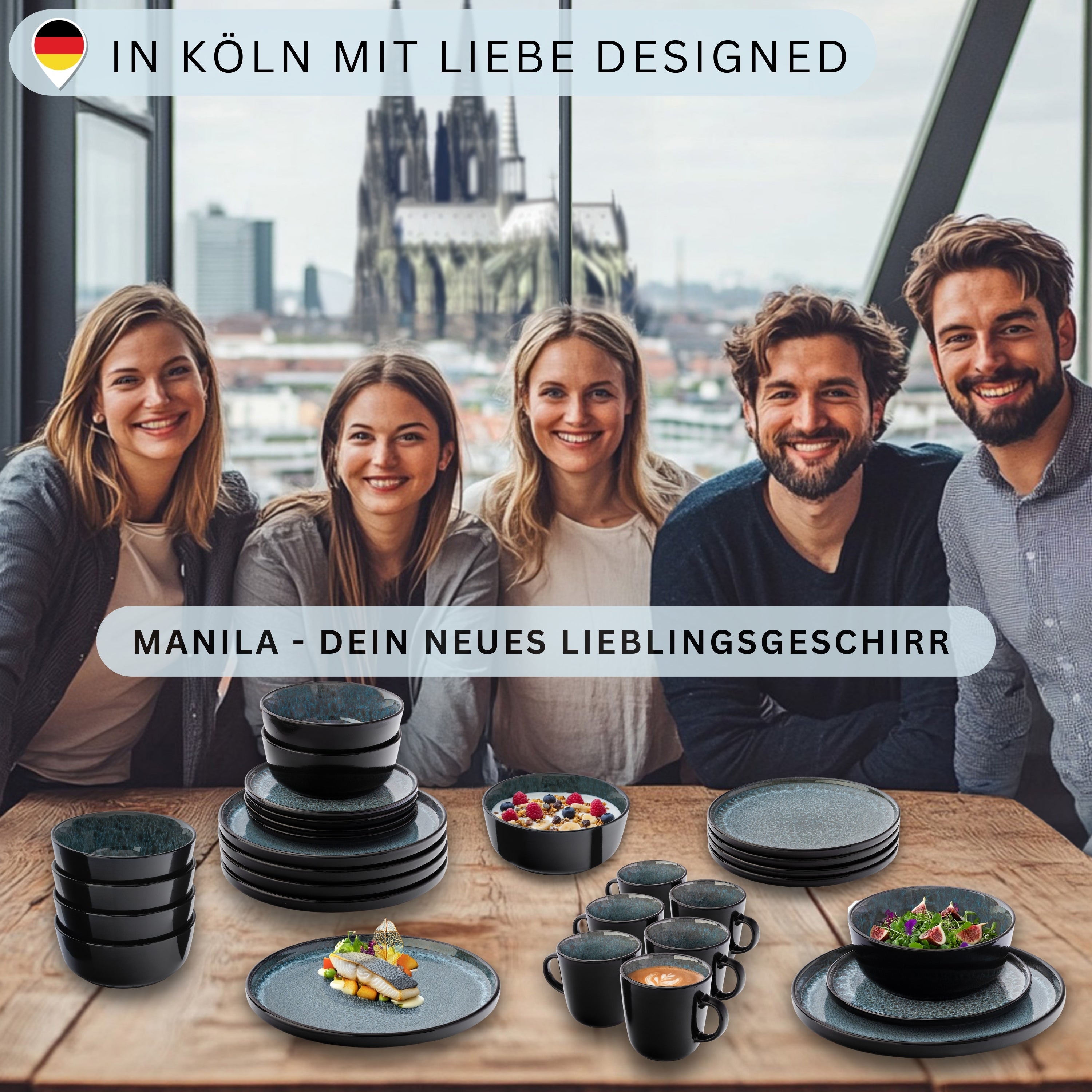 SÄNGER Dessertteller Set Manila - 6 teilig aus Steingut