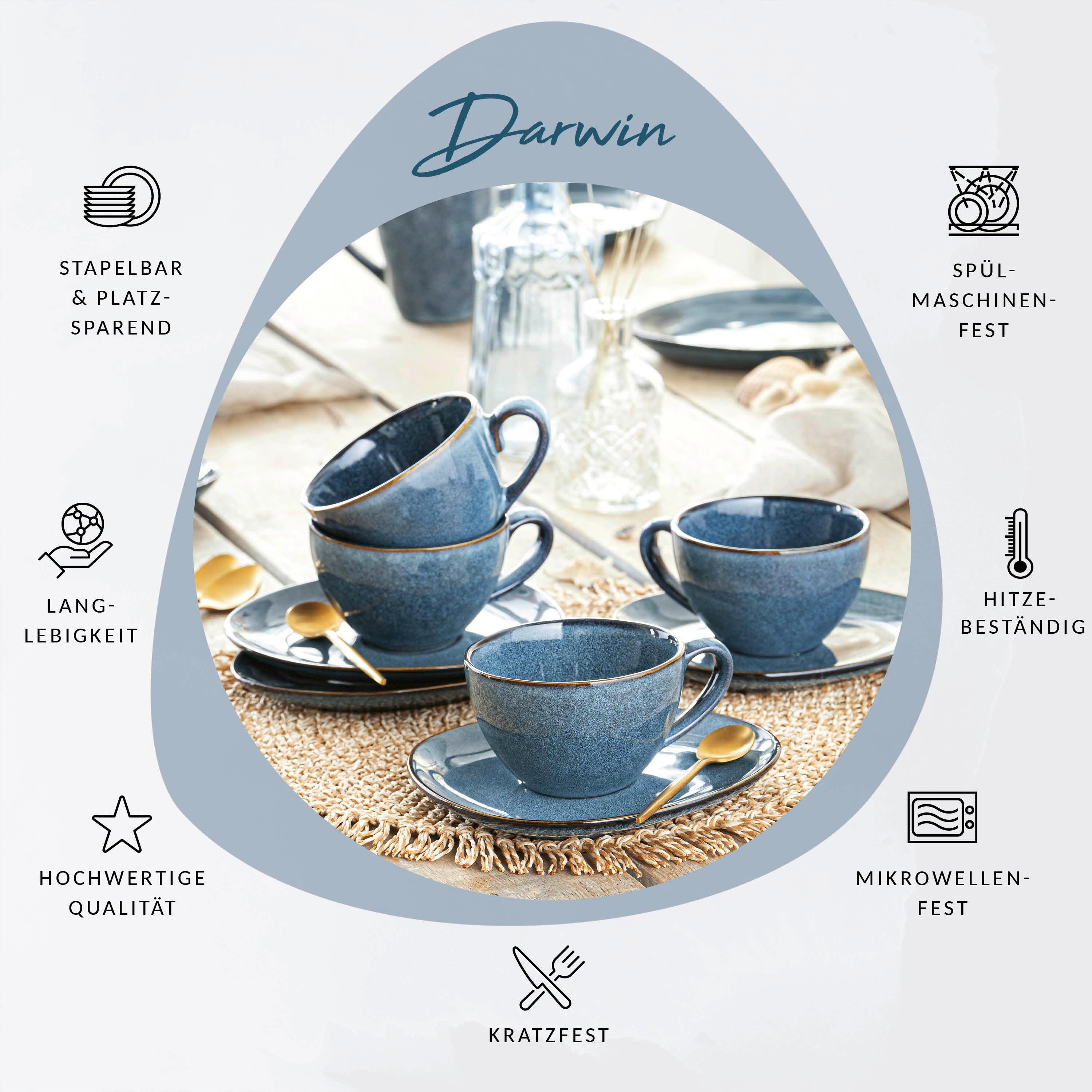 SÄNGER Kaffeetassen Set Darwin für 4 Personen