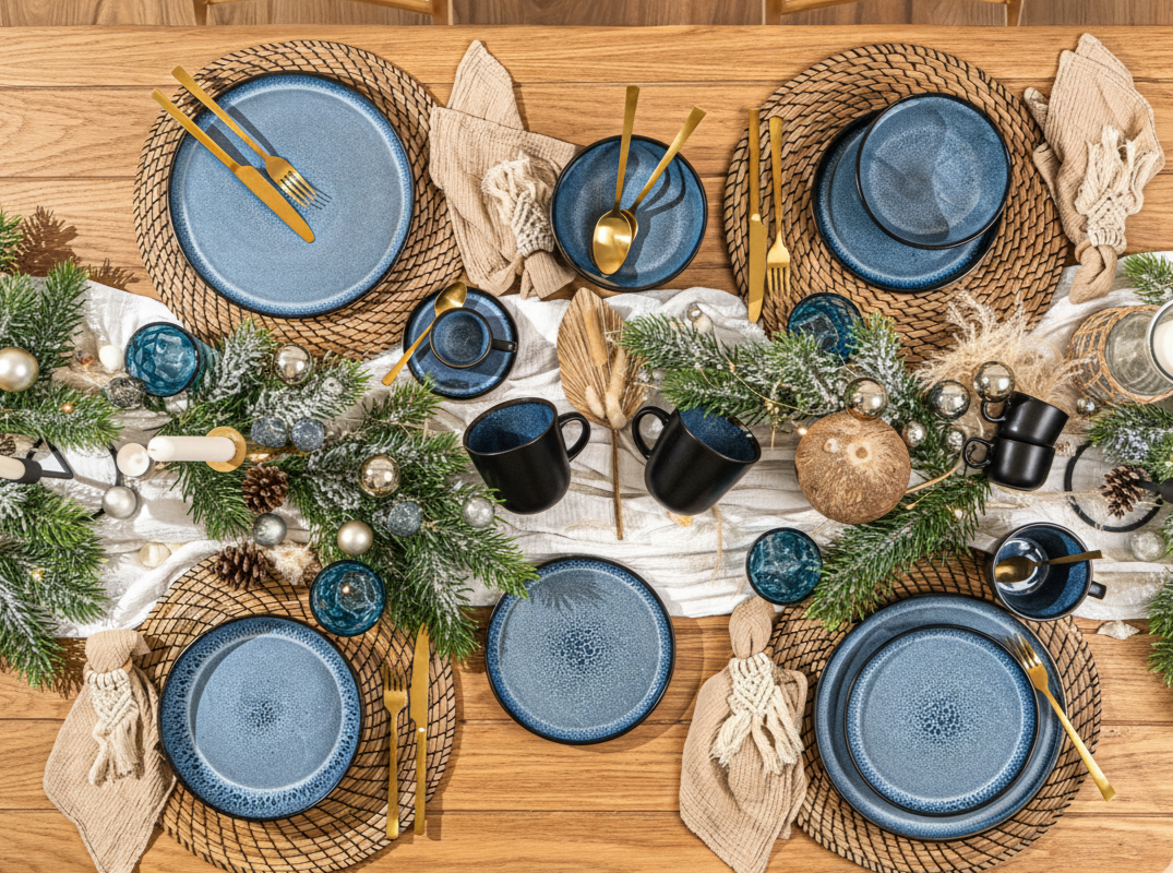 SÄNGER Steingut Geschirrset Aruba, Tafelservice 24 teilig für 6 Personen