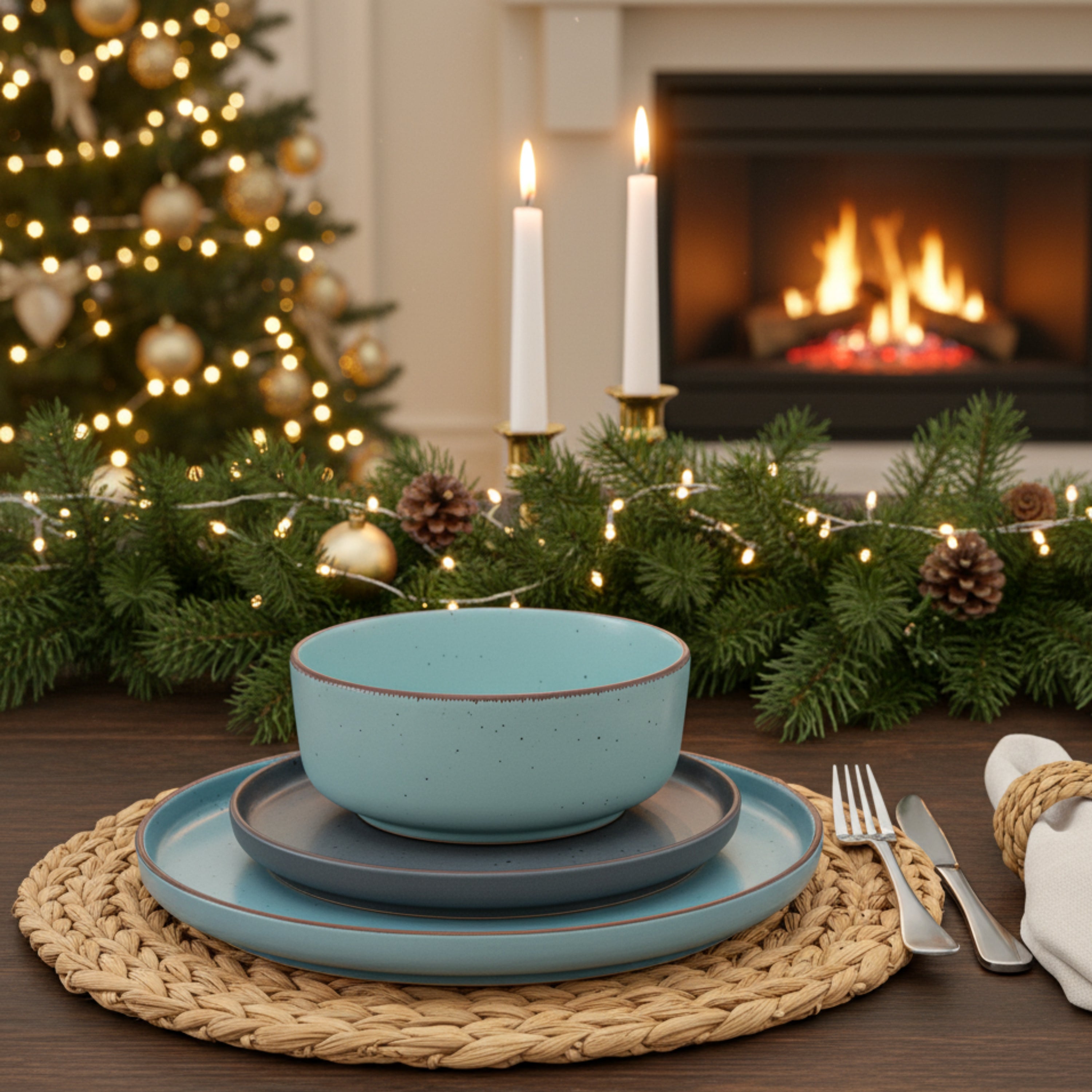 SÄNGER Steingut Geschirrset Bombay Sky Shades 20  teilig für 4 Personen