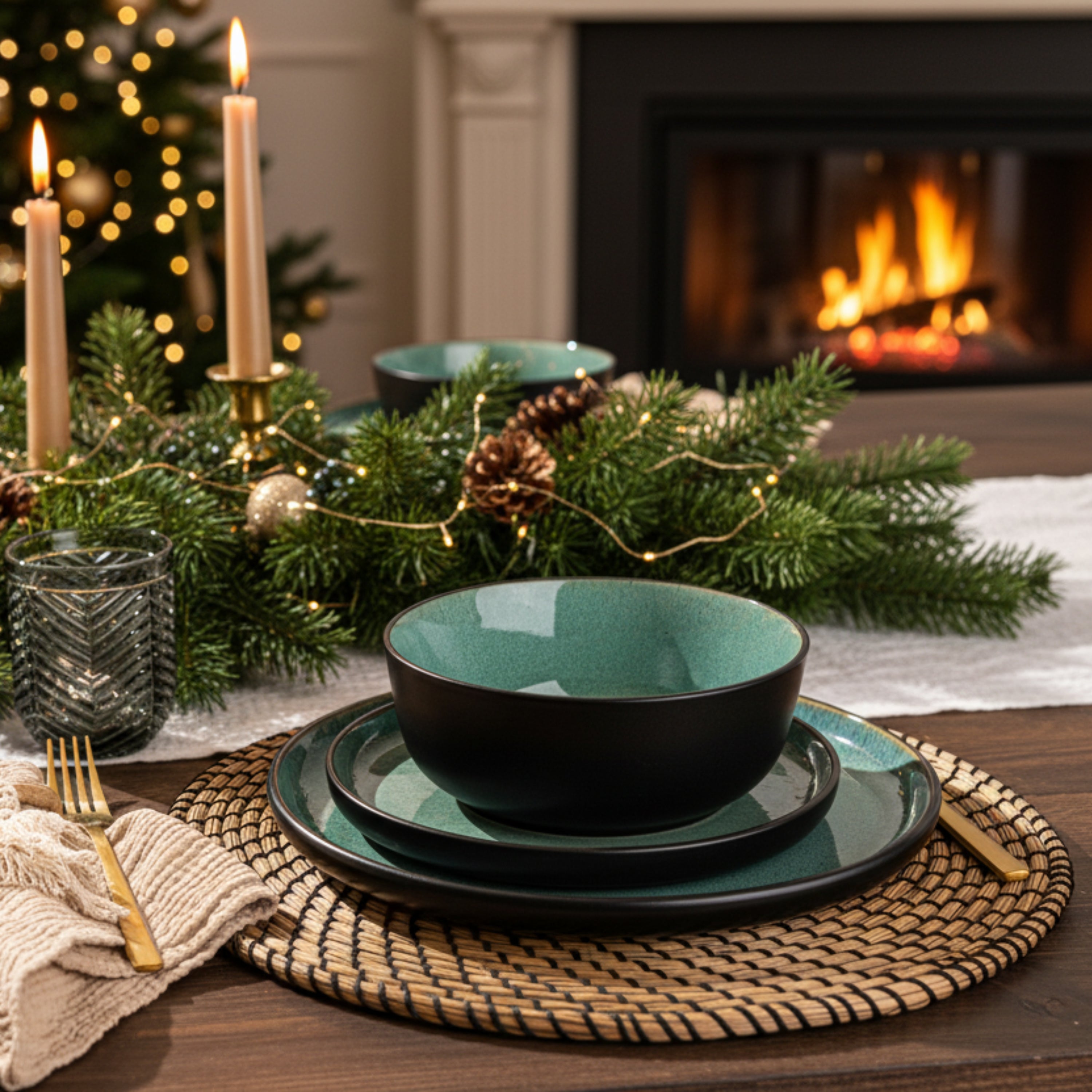 SÄNGER Steingut Geschirrset Fiji, Kombiservice 30 teilig für 6 Personen