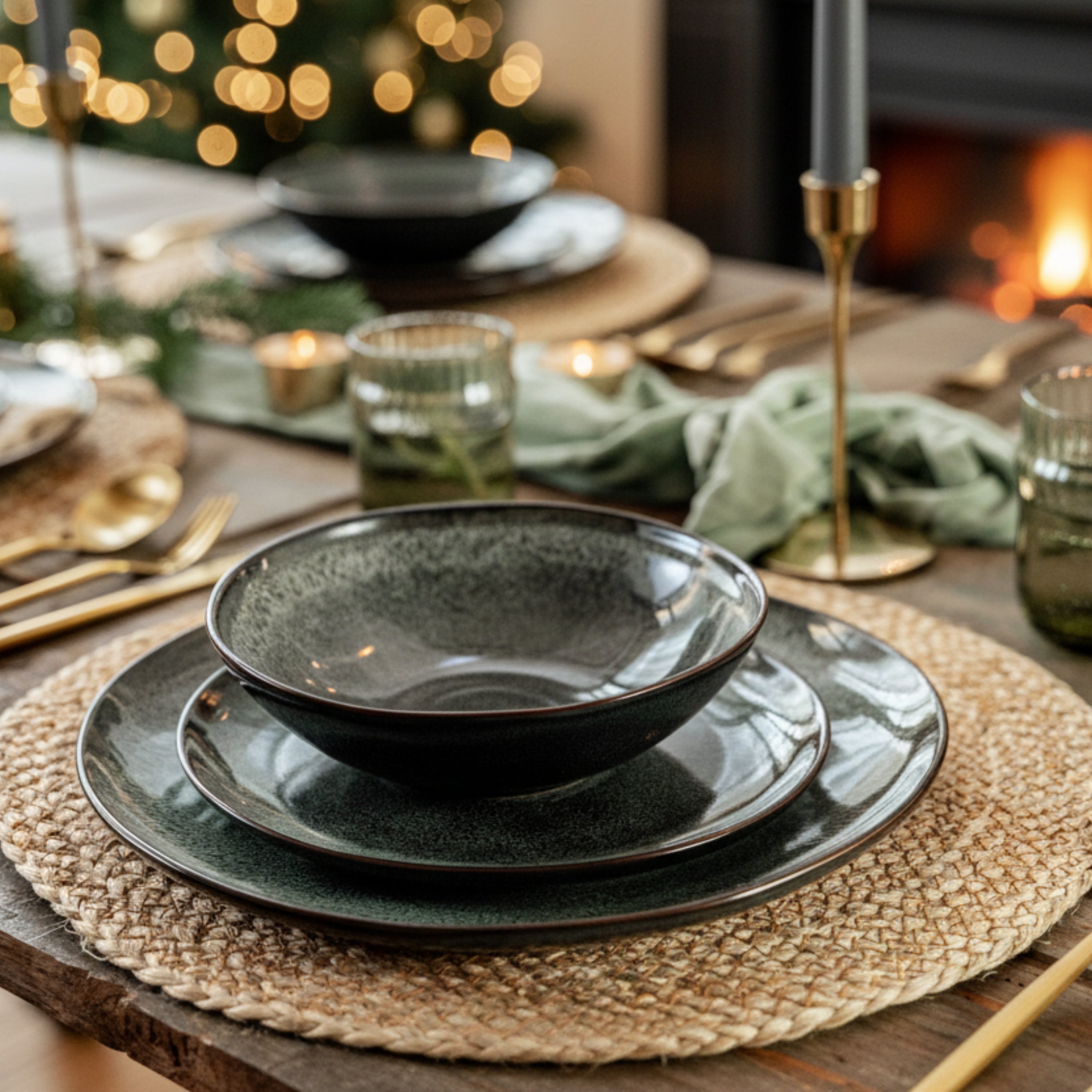 SÄNGER Steingut Geschirrset Kopenhagen, Tafelservice 36 teilig für 12 Personen