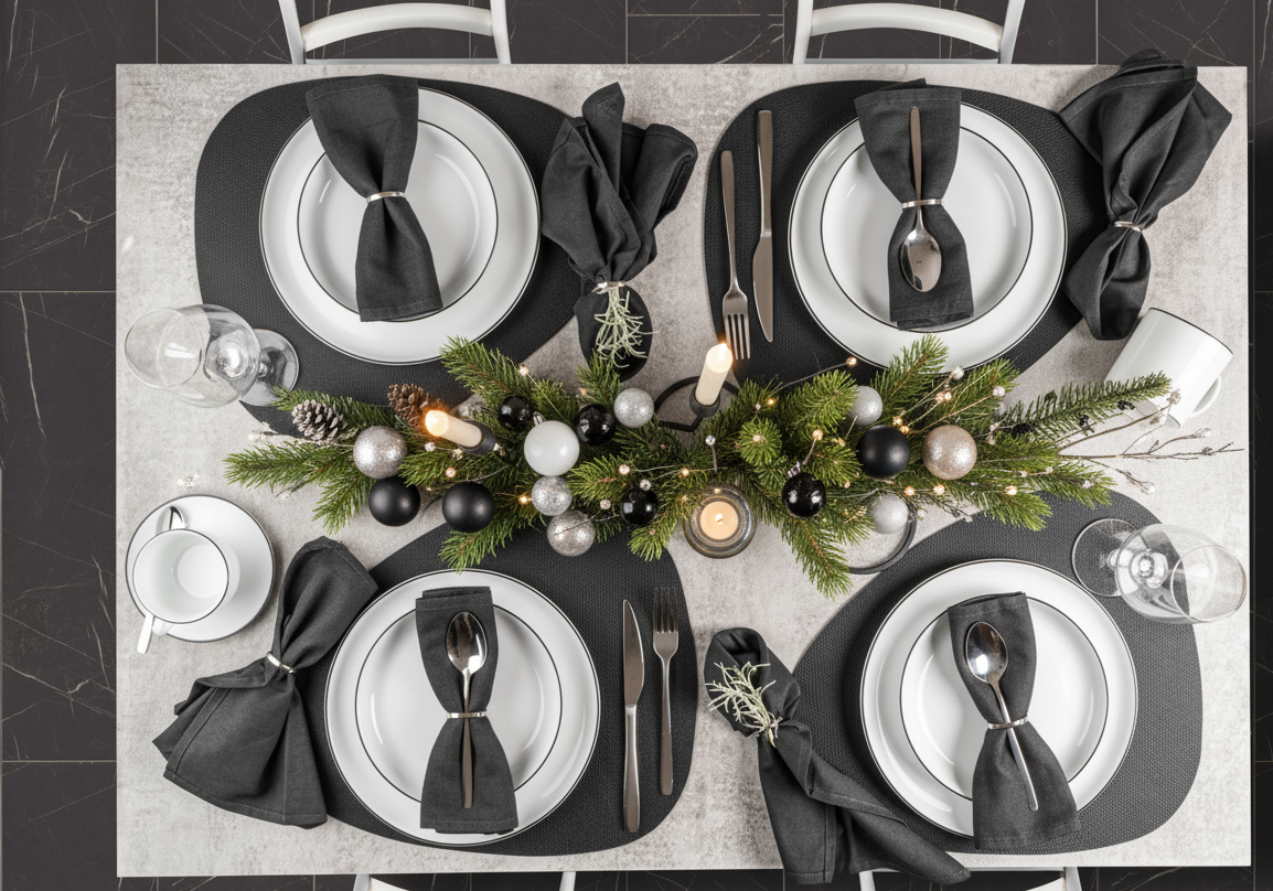 SÄNGER Porzellan Geschirrset Marlo Black Rim 24-teilig für 6 Personen