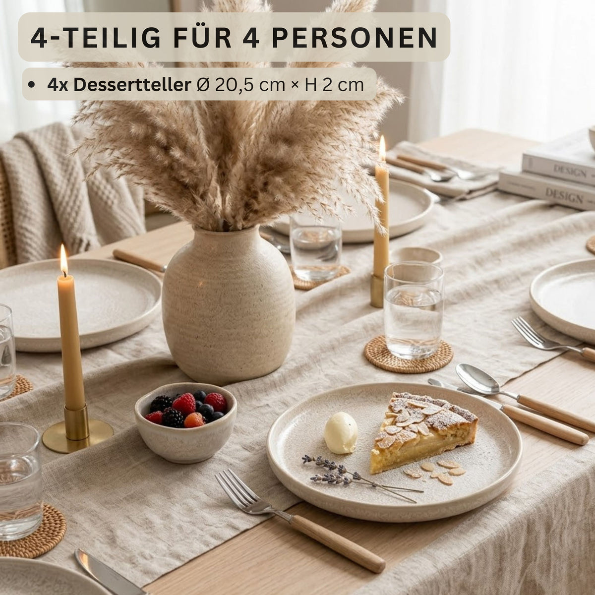 SÄNGER Steingut Dessertteller Korfu 4 teilig