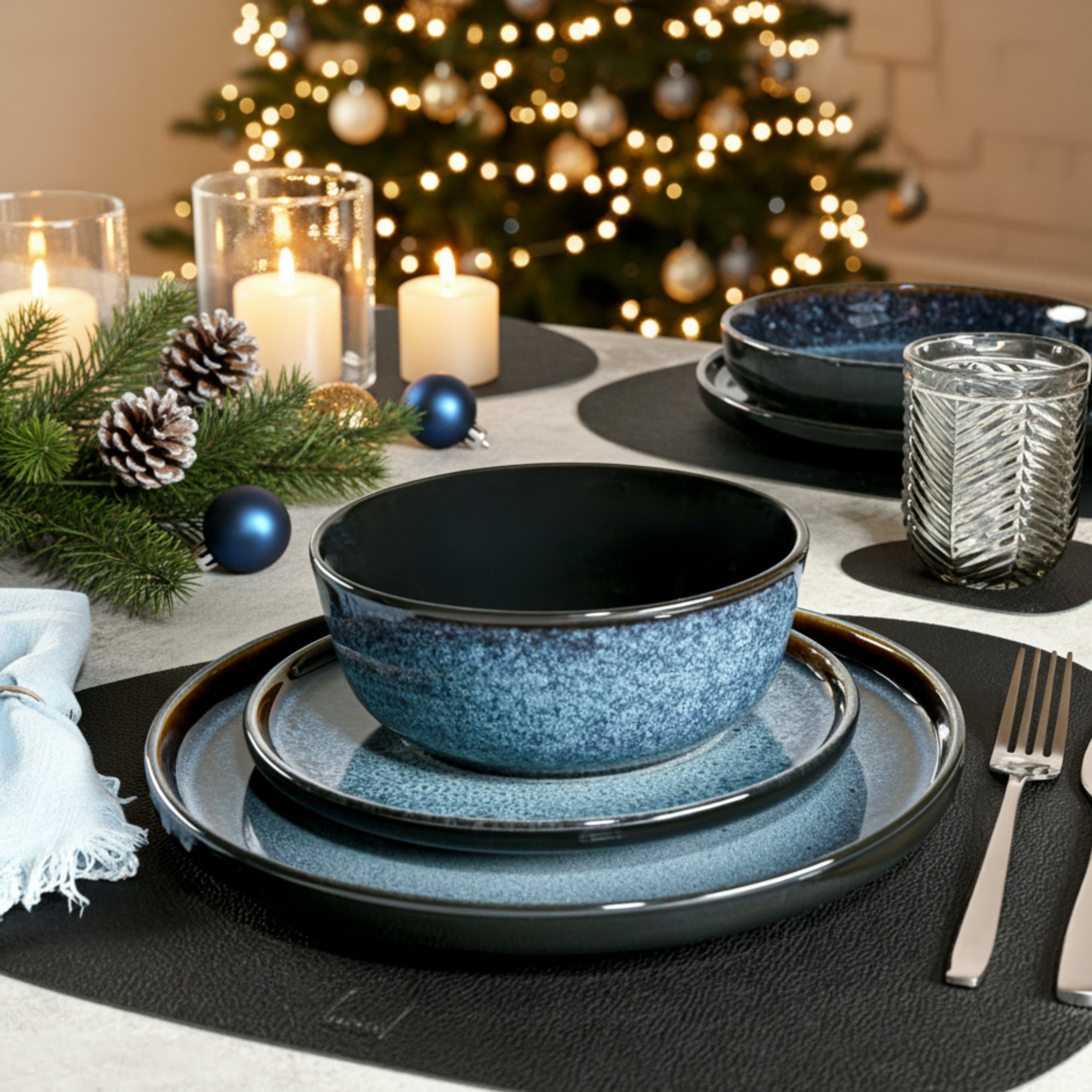 SÄNGER Steingut Geschirrset Osaka, Kombiservice 30 teilig für 6 Personen