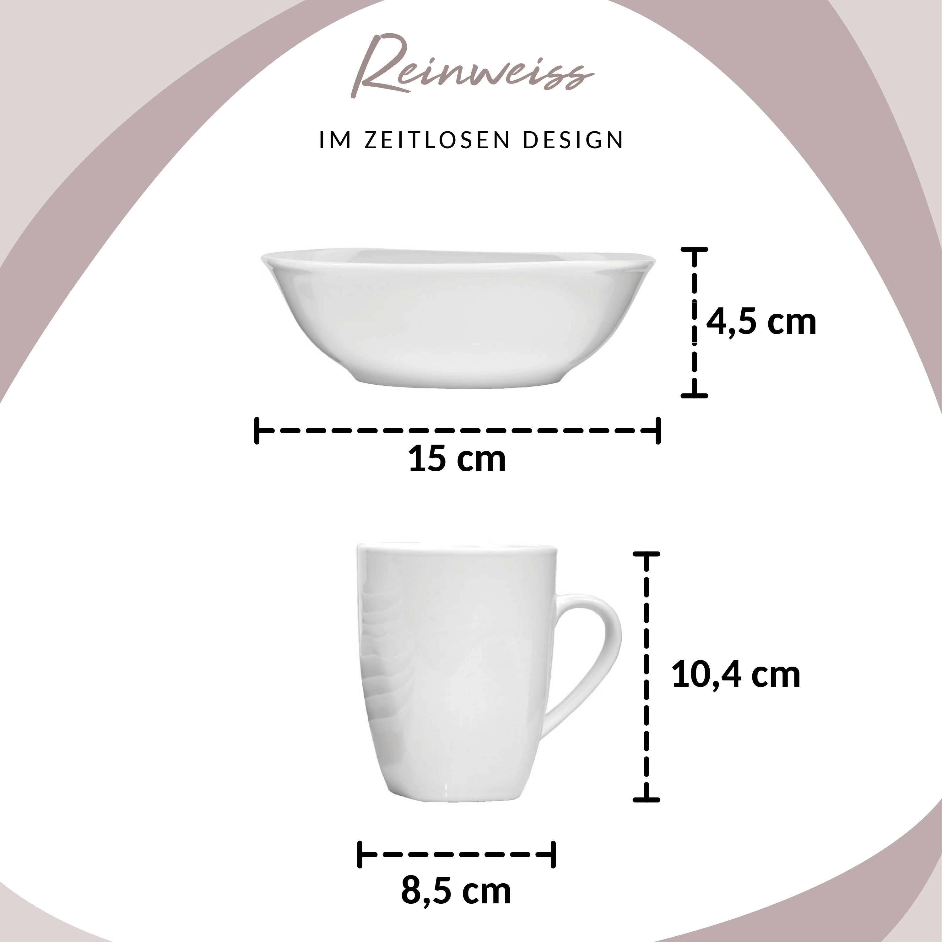 SÄNGER Porzellan Geschirrset Bilgola, Kombiservice 16 teilig für 4 Personen