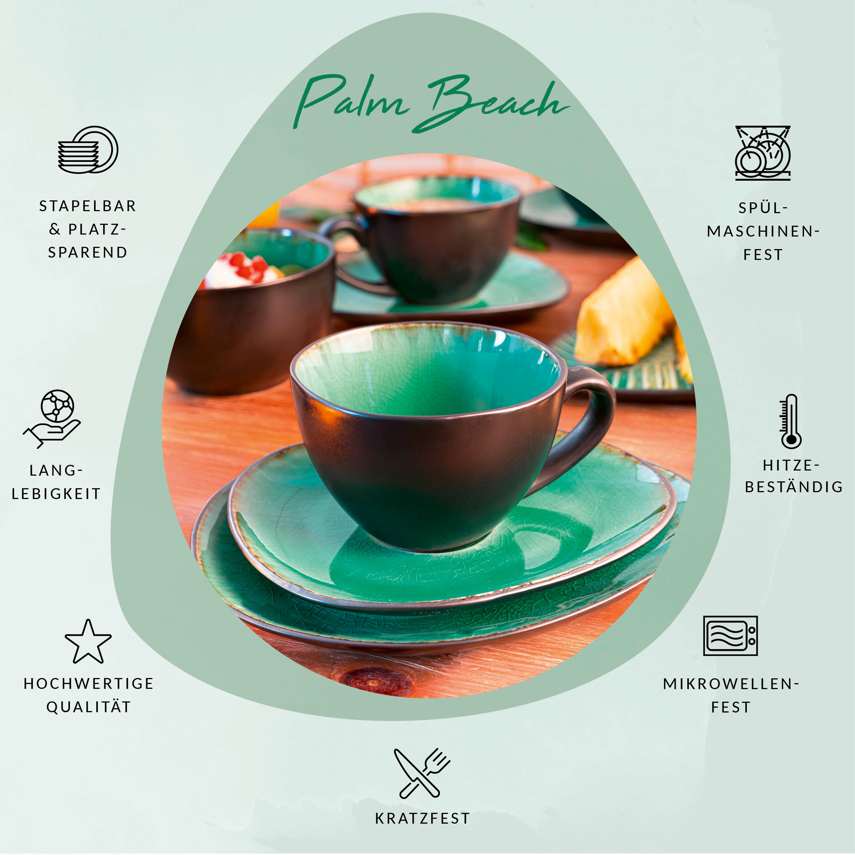 SÄNGER Espressotassen Set Palm Beach 8 teilig