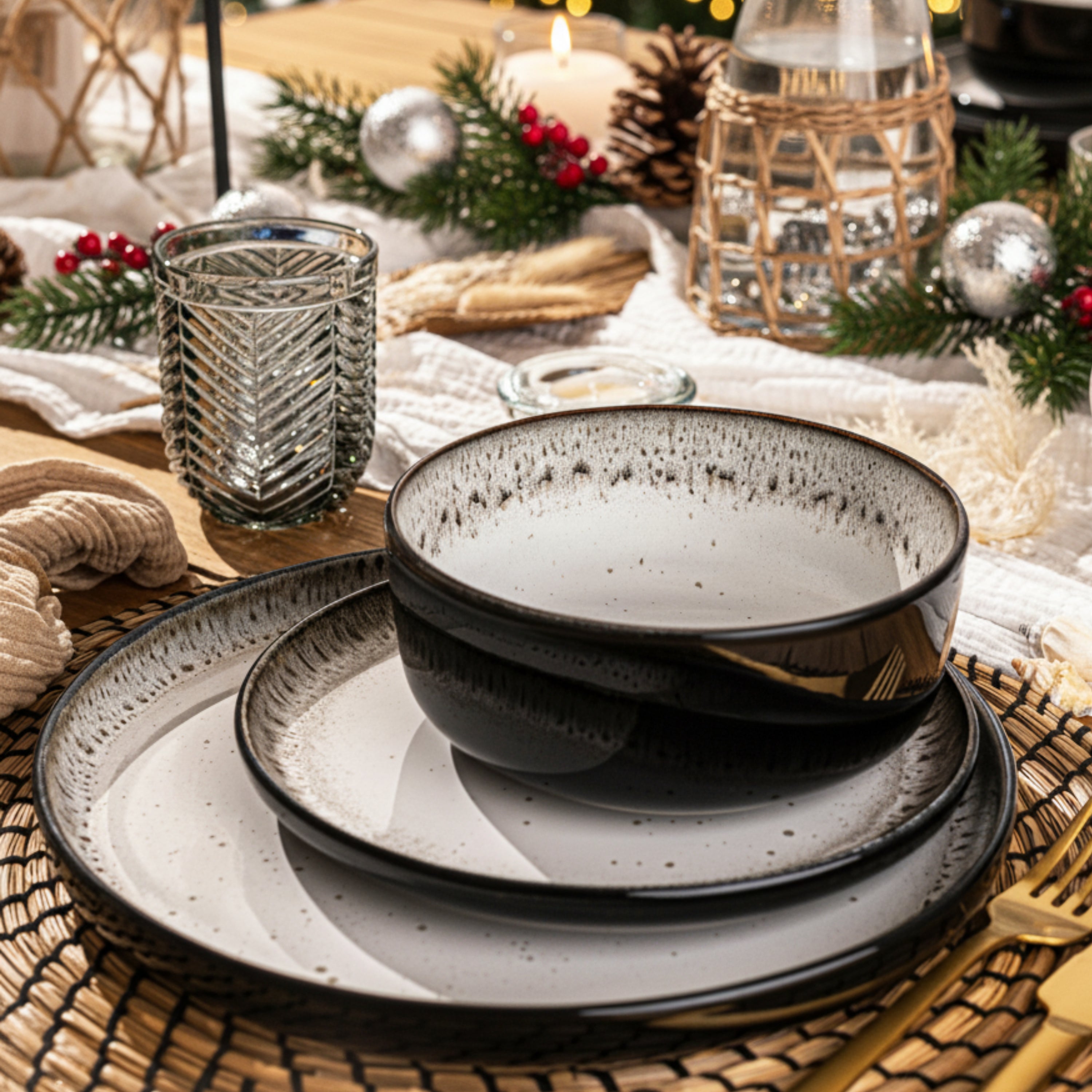 SÄNGER Steingut Geschirrset Sansibar, Tafelservice 18 teilig für 6 Personen