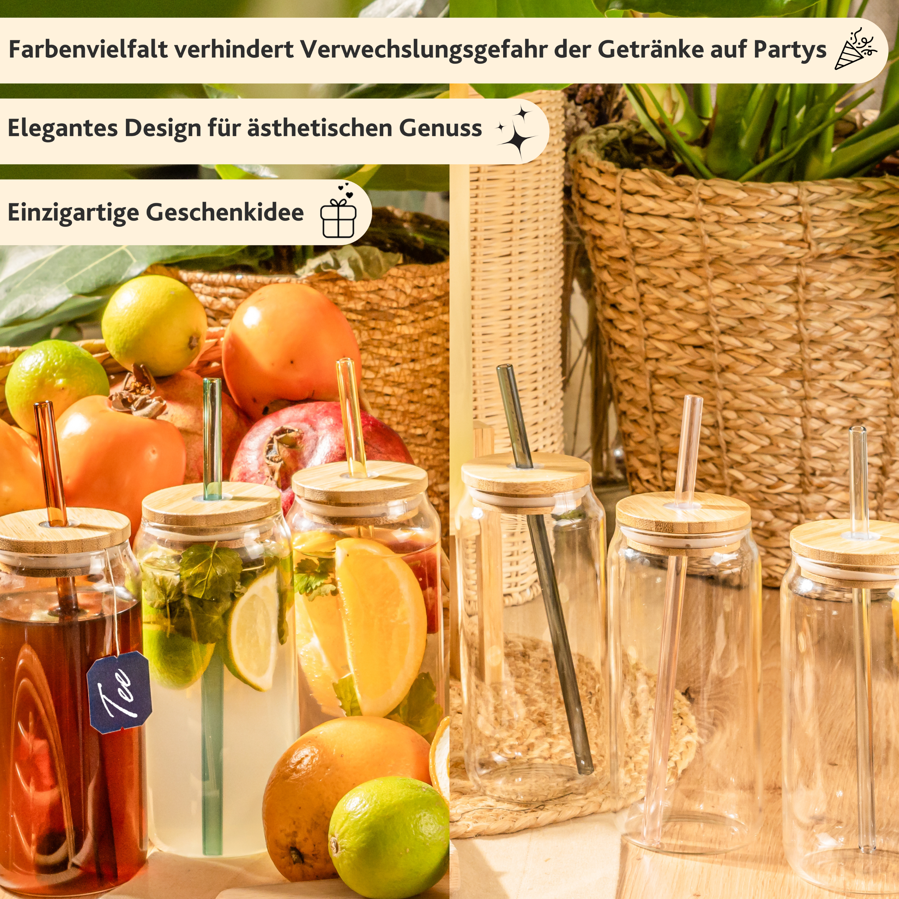 SÄNGER Glasstrohhalme 6 teilig