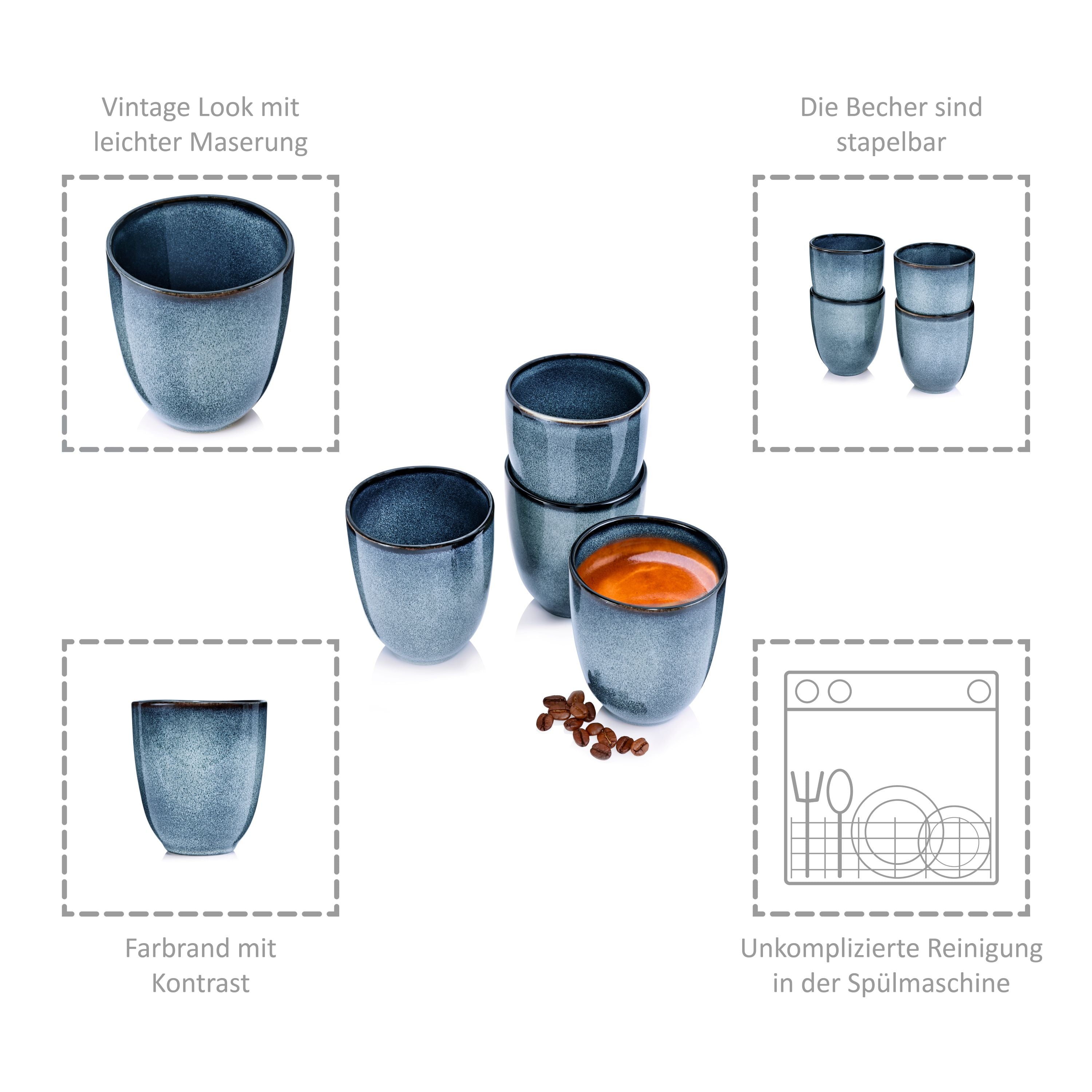 Sänger Kaffeebecher ohne Henkel Set Darwin 4 teilig (300ml)