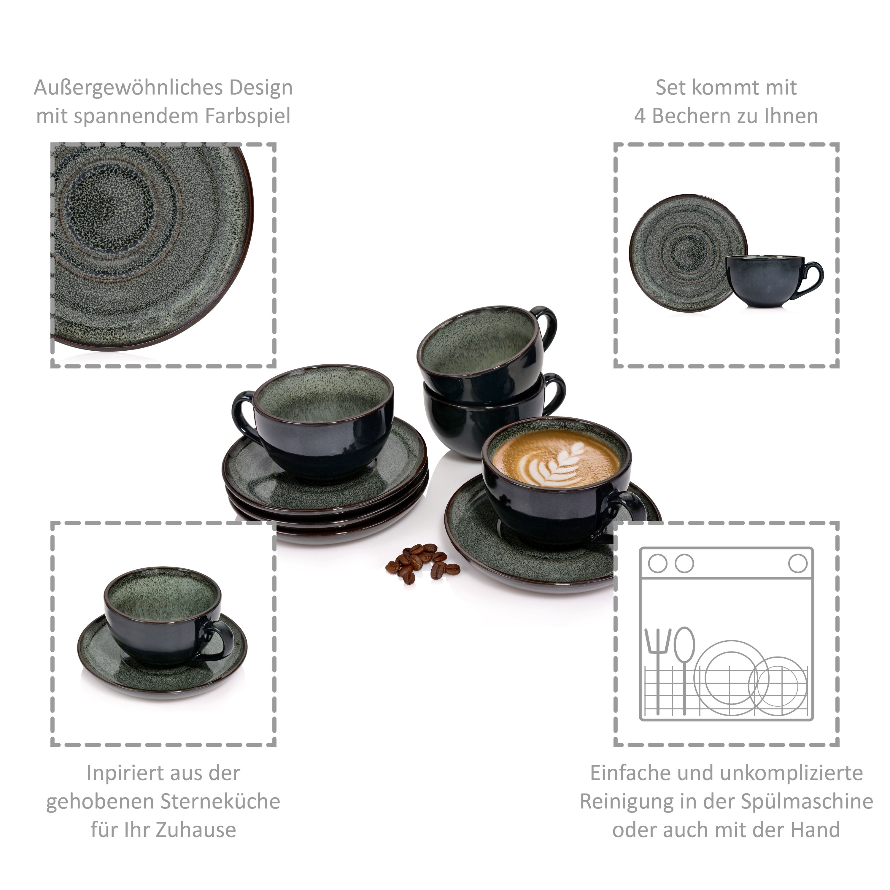 SÄNGER Kaffeetassen Set Kopenhagen 8 teilig