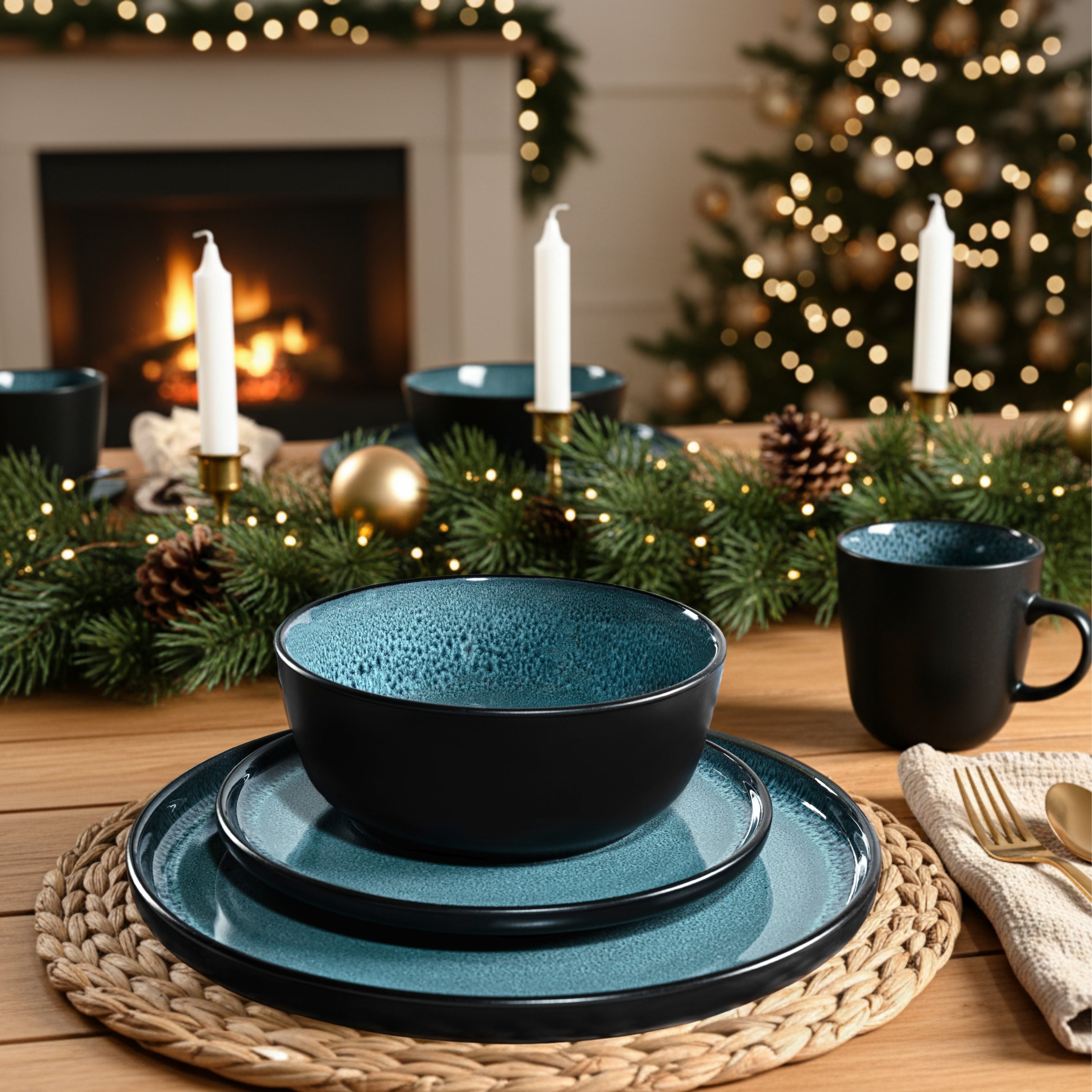 SÄNGER Steingut Geschirrset Vigo, Tafelservice 24 teilig für 6 Personen