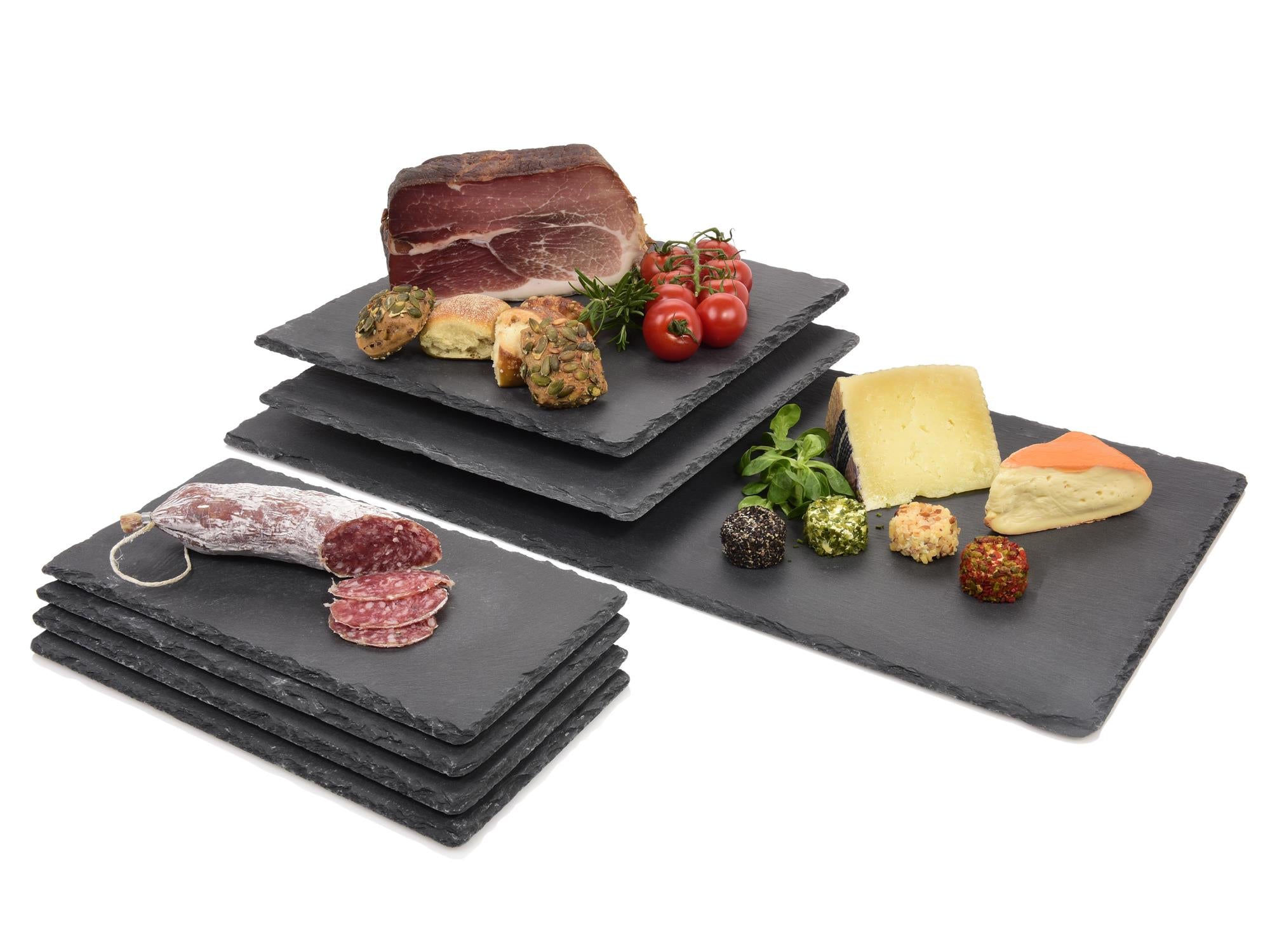 SÄNGER Servierplatten Set aus Schiefer lasiert 7 teilig